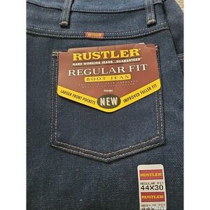 Rustler Mens Boot Jeans Size 44x30 Made‎ In USA Regular Fit Makers Of Wrangler